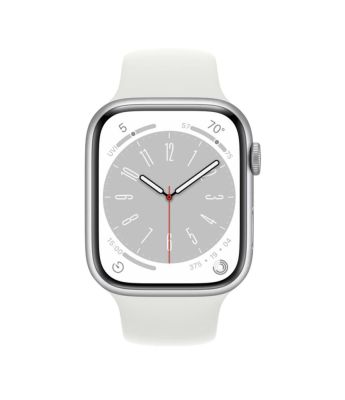 Фото 2 — Apple Watch Series 8 45 мм Серебристый, спортивный ремешок белого цвета
