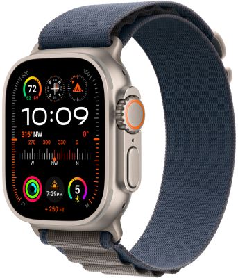 Фото 1 — Apple Watch Ultra 2 49 мм, корпус из титана, ремешок Alpine (M) Синий