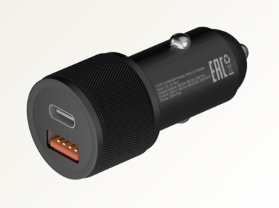 Фото 1 — Автомобильное зарядное устройство Uzay 38Вт USB-C+USB-A, PD, QC, черное